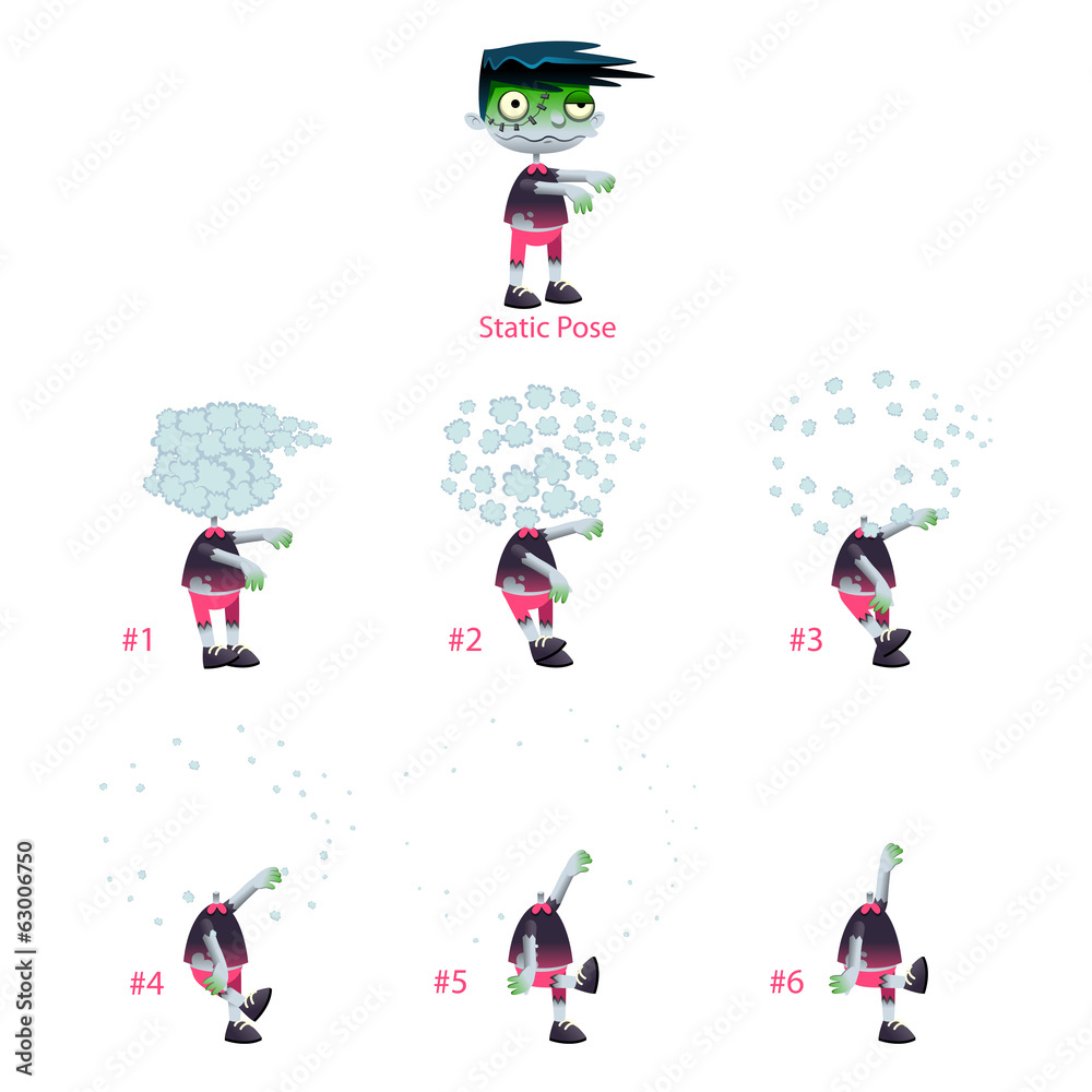 Animation of Zombie with explosion of head. Animation of Zombie with explosion of head.