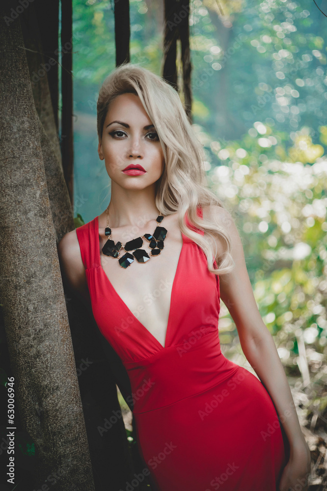 Beautiful lady in tropical forest Beautiful lady in tropical forest