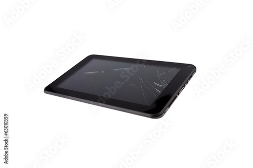 Broken Touch Screen on Black Digital Tablet PC - Stock Image