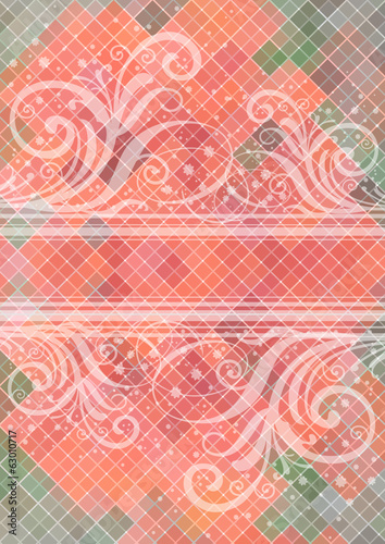 Abstract floral ornament with mosaic background