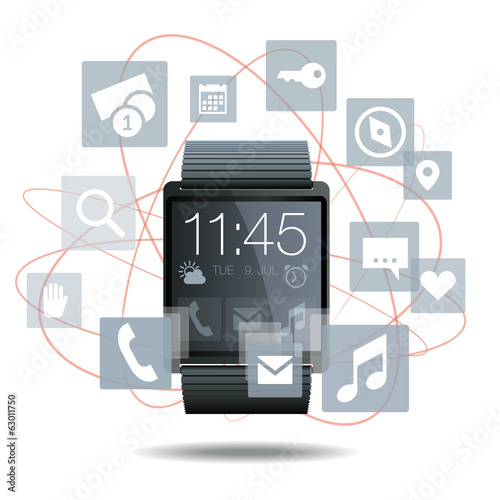 Smartwatch grau mit Apps
