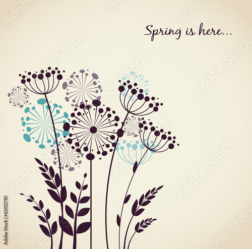 Spring dandelion flowers - vector background
