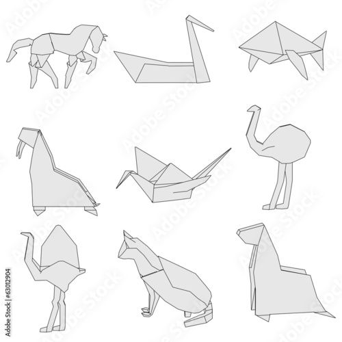 cartoon image of origami animals photo