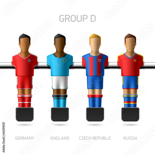 Table football, foosball players. Group D.