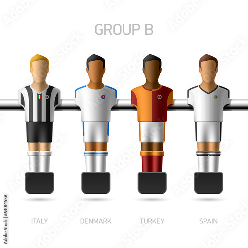 Table football, foosball players. Group B.