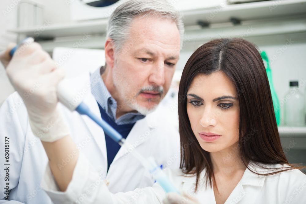 Scientist taking a sample from a test tube Scientist taking a sample from a test tube