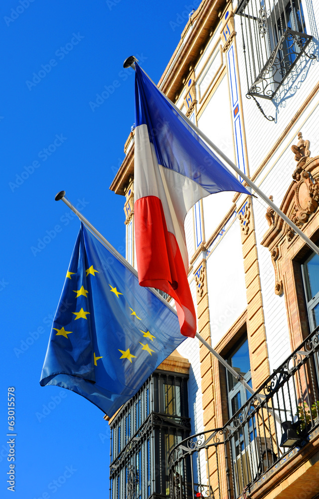 Banderas de Francia y Europa