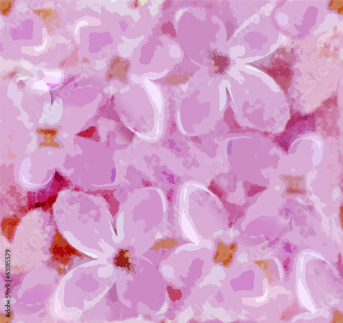 Grunge stained seamless pattern with lilas flowers
