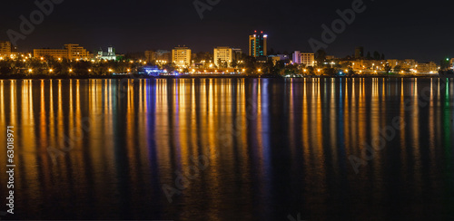 Fotografie Cityscape of Galati ( Romania ) at night-time