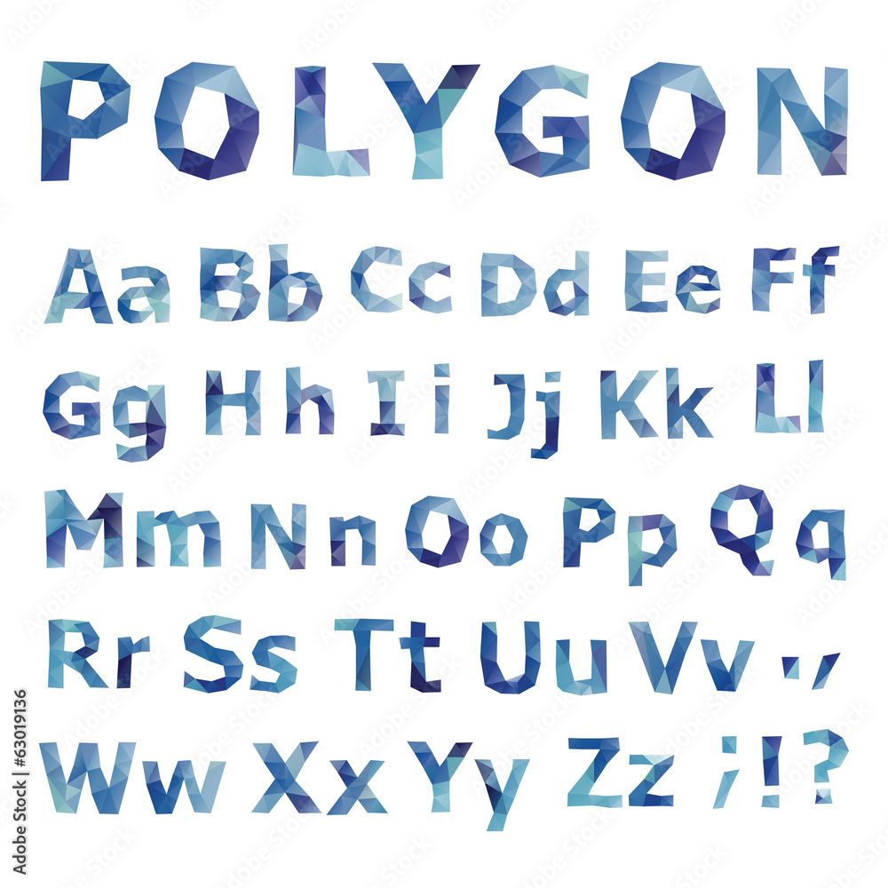 Obraz premium Alphabet. Polygonal font set.