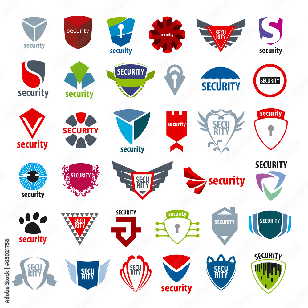 biggest collection of vector logos protection and enforcement - obrazy, fototapety, plakaty 