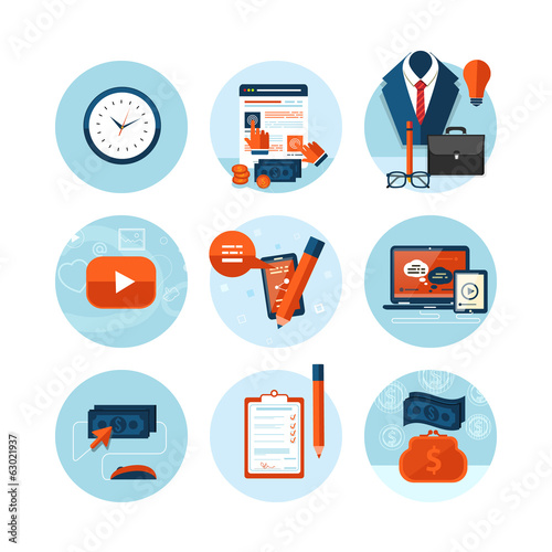 Business, office and marketing items icons.