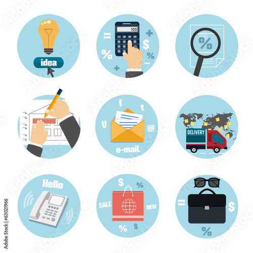 Business, office and marketing items icons.