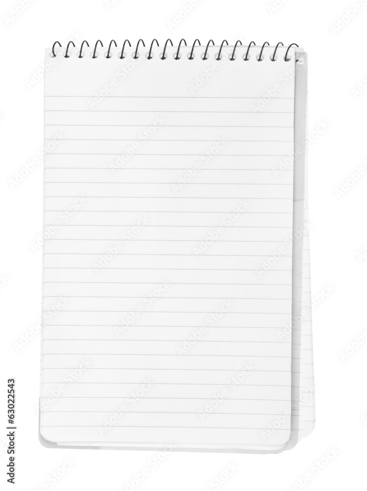 Open and blank pages of a notebook/notepad, isolated on white ba Open and blank pages of a notebook/notepad, isolated on white ba