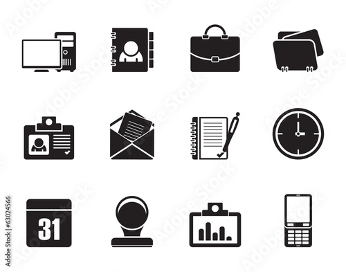 Silhouette Business and Office Realistic Internet Icons