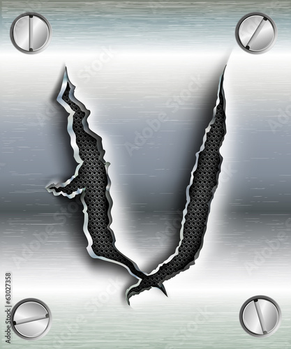 letter V cut out in metal