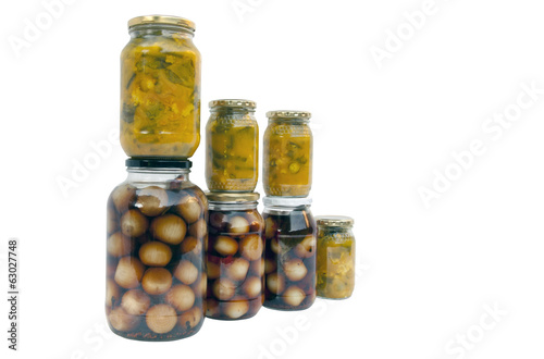 Assorted Jars of Homemade Piccalilli and Pickled Onions photo