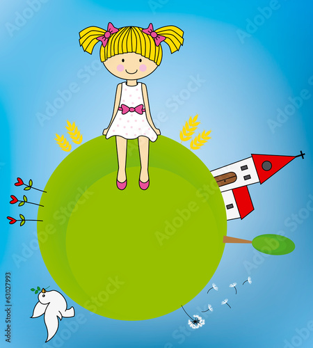 First Communion girl.  Invitation Card