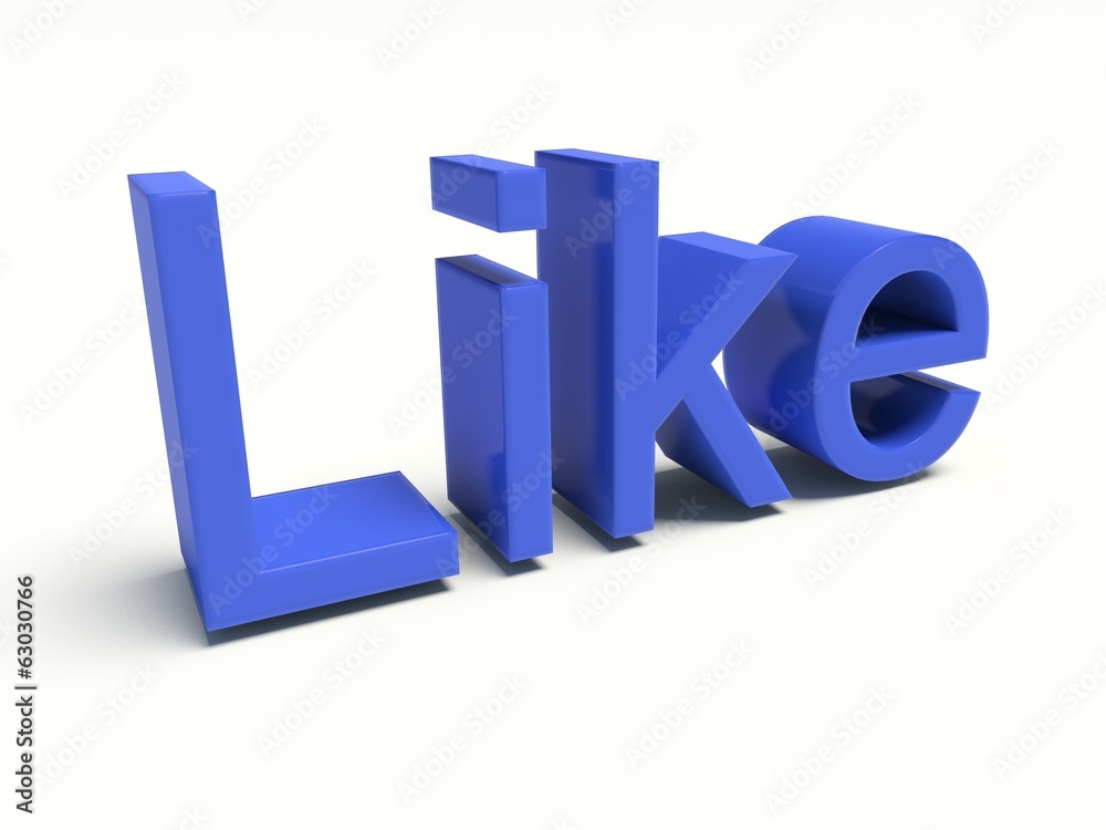 Like word. 3d render. Like word. 3d render.