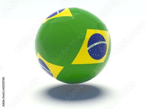 Soccer ball with brazilian flag colors.