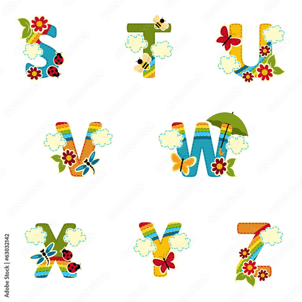 Fototapeta premium alphabet rainbow from S to Z - vector illustration