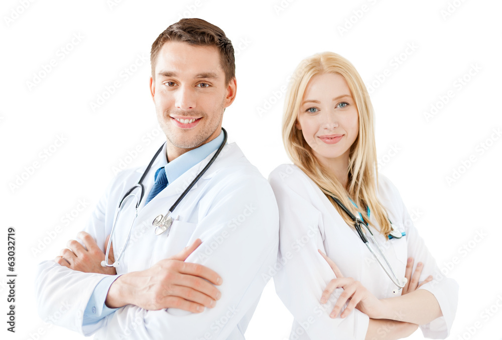 young male doctor and female nurse in hospital young male doctor and female nurse in hospital