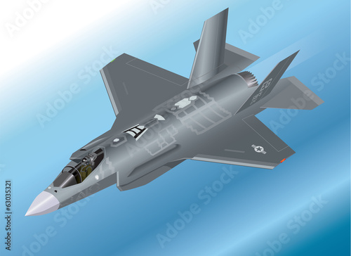 Detailed Isometric Illustration of an F-35 Lightning II Jet