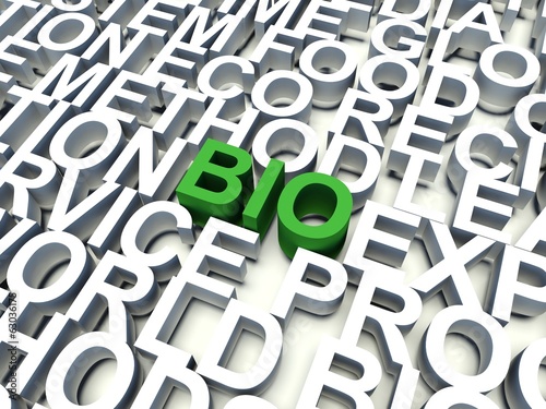 Photos Word Bio in green. Keyword concept.