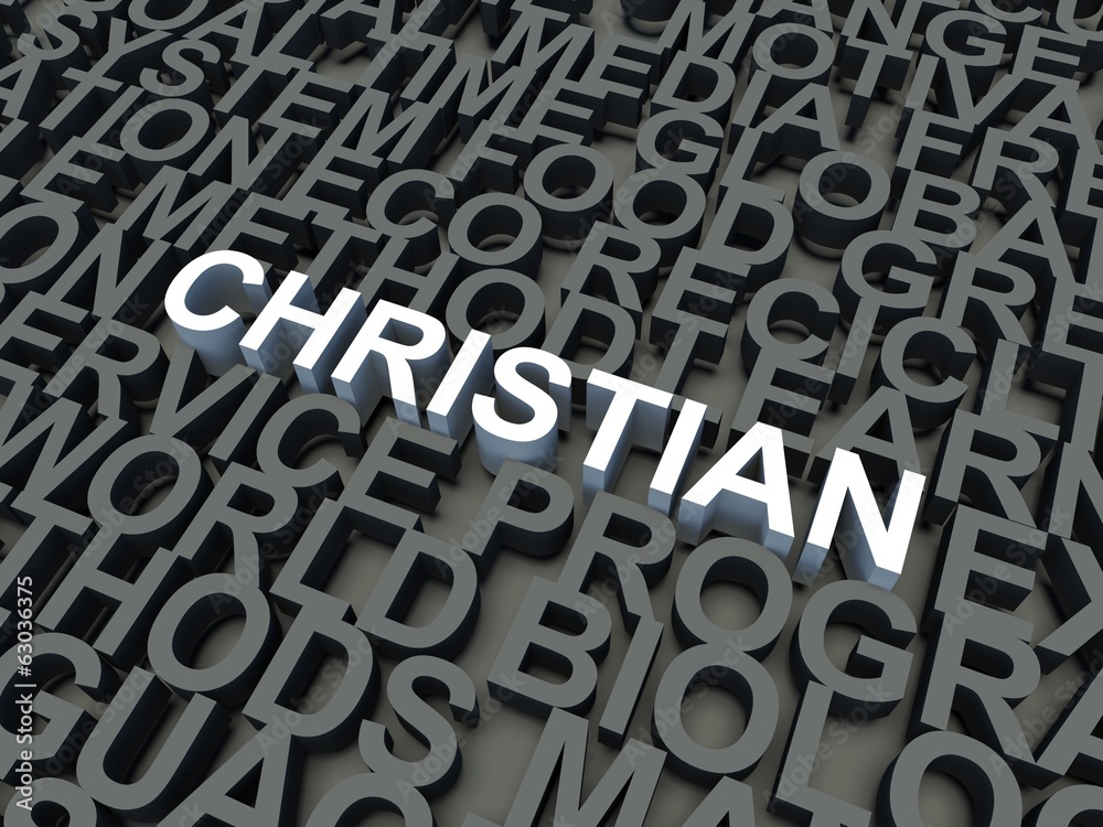 Word Christian in white. Keyword concept. Word Christian in white. Keyword concept.