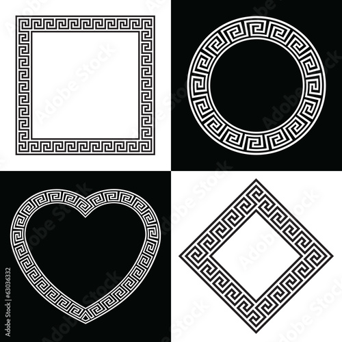 Four Vector Greek Key Border Frame Shapes
