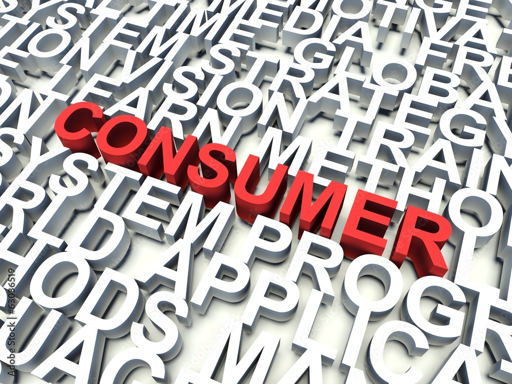 Word Consumer in red. Keyword concept. Word Consumer in red. Keyword concept.