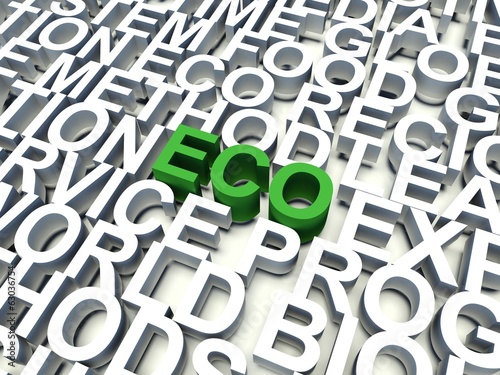 Word Eco in green. Keyword concept.