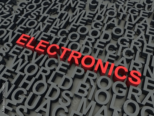 Word Electronics in red. Keyword concept.