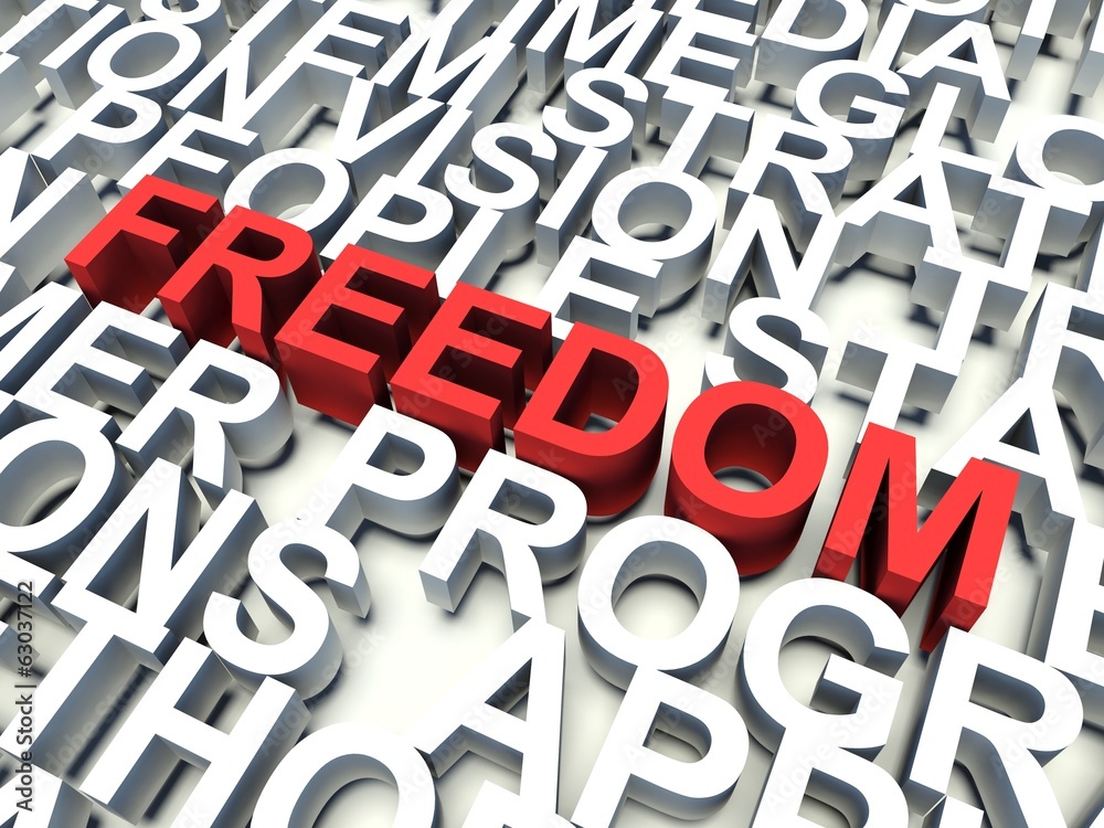 Word Freedom in red. Keyword concept. Word Freedom in red. Keyword concept.