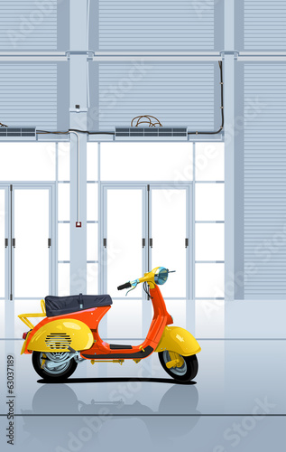 retro scooter in garage