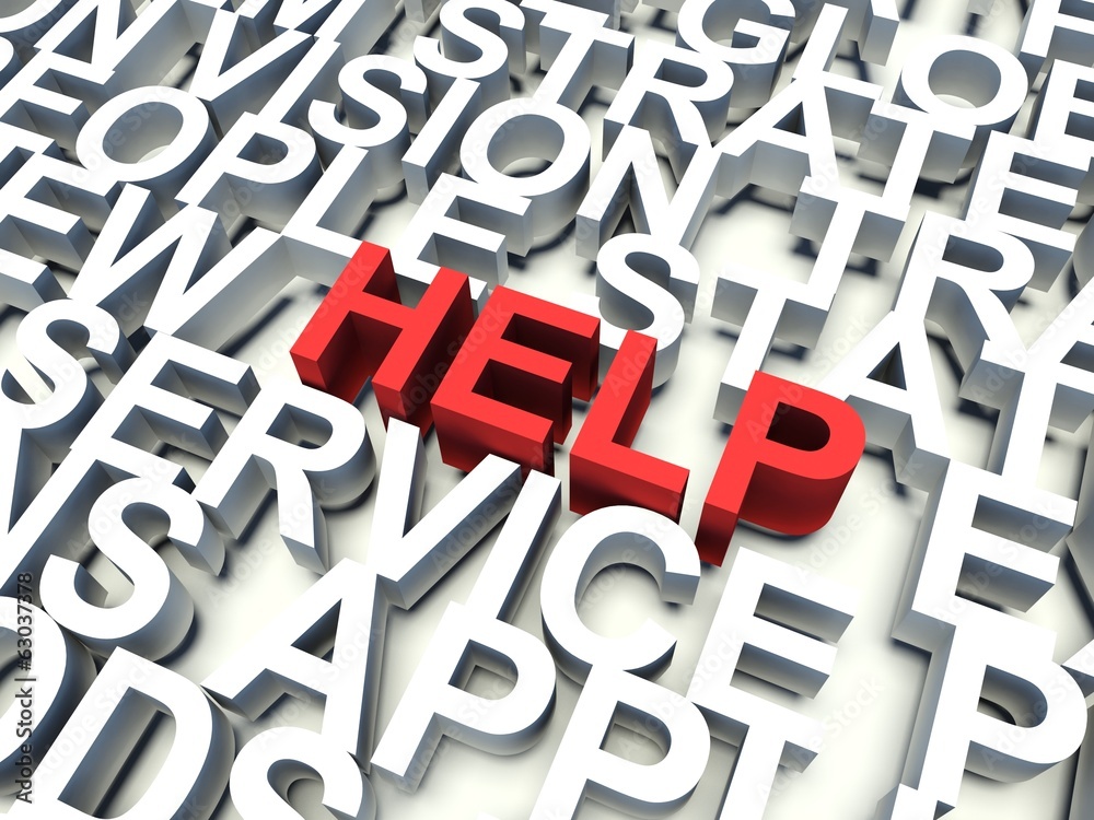 Word Help in red. Keyword concept. Word Help in red. Keyword concept.