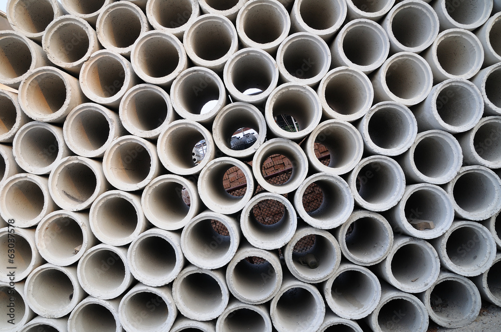 Concrete pipes stacking, background and pattern Concrete pipes stacking, background and pattern
