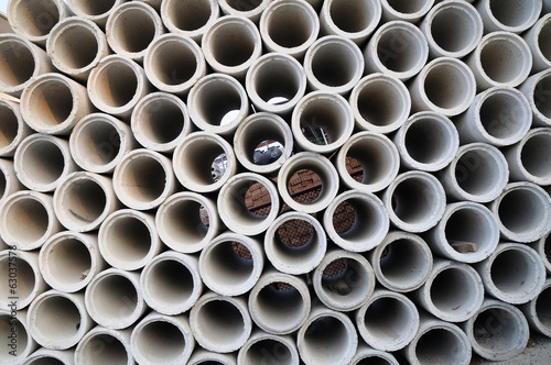 Concrete pipes stacking  background and pattern