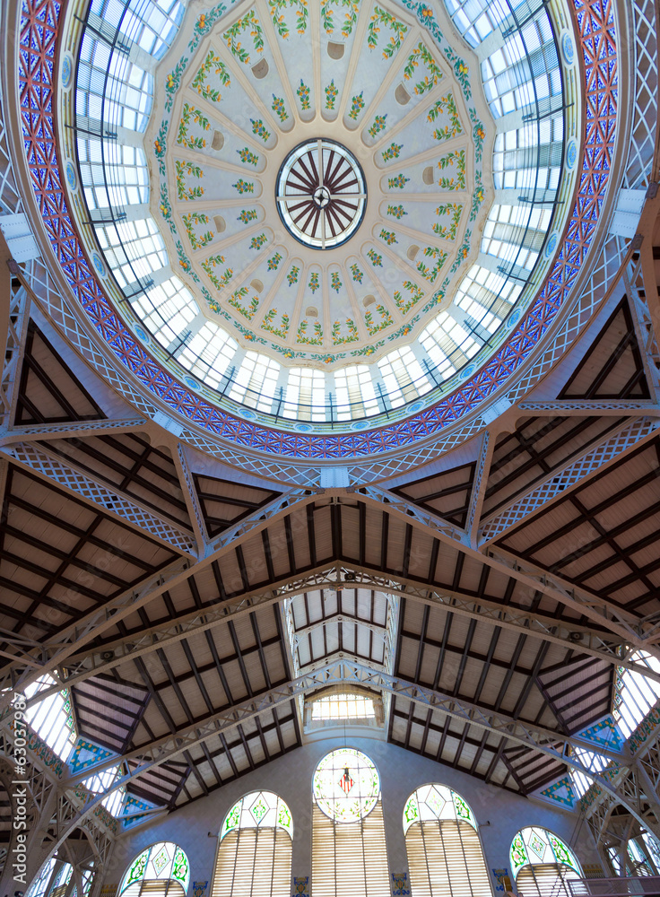 Valencia Mercado Central market dome indoor detail Spain