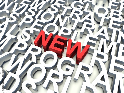 Word New in red. Keyword concept.