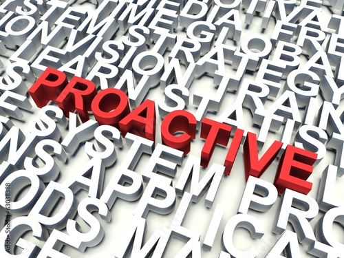 Word Proactive in red. Keyword concept.