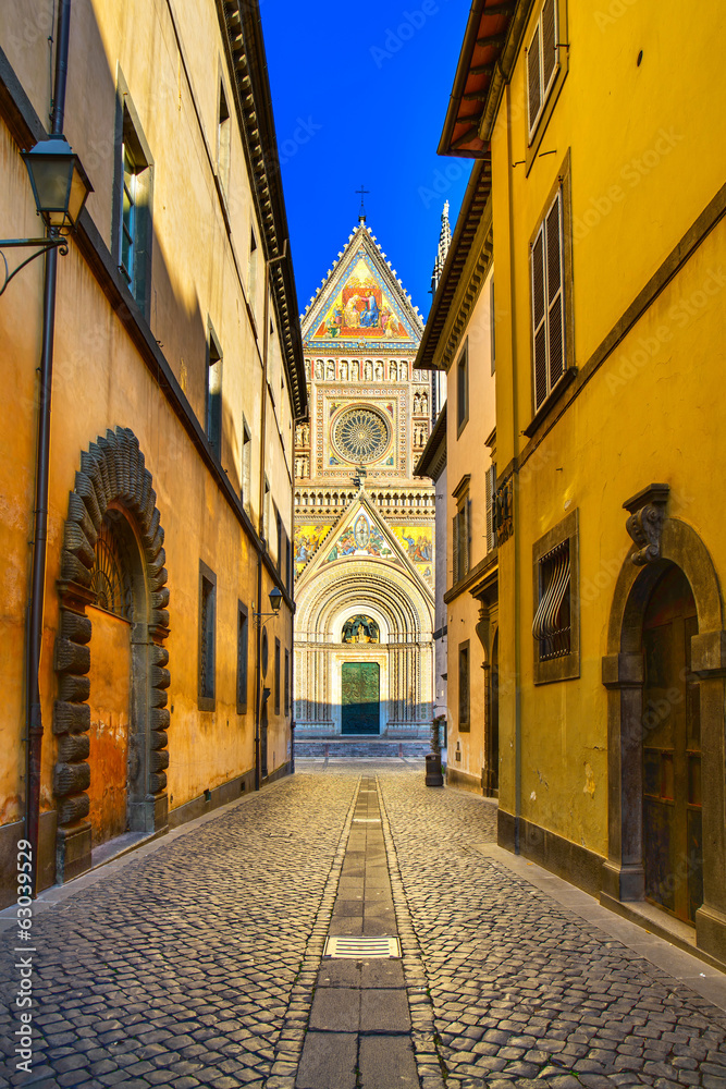 Fototapeta premium Orvieto medieval Duomo cathedral church facade. Italy