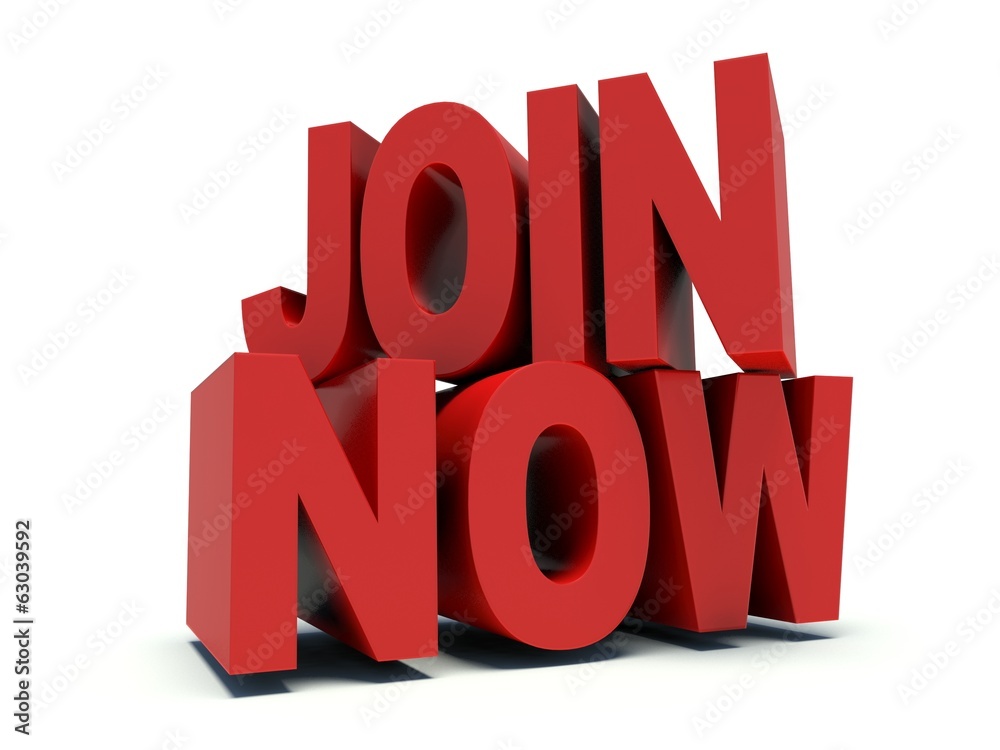 Advertising words Join Now in red. 3d render Advertising words Join Now in red. 3d render