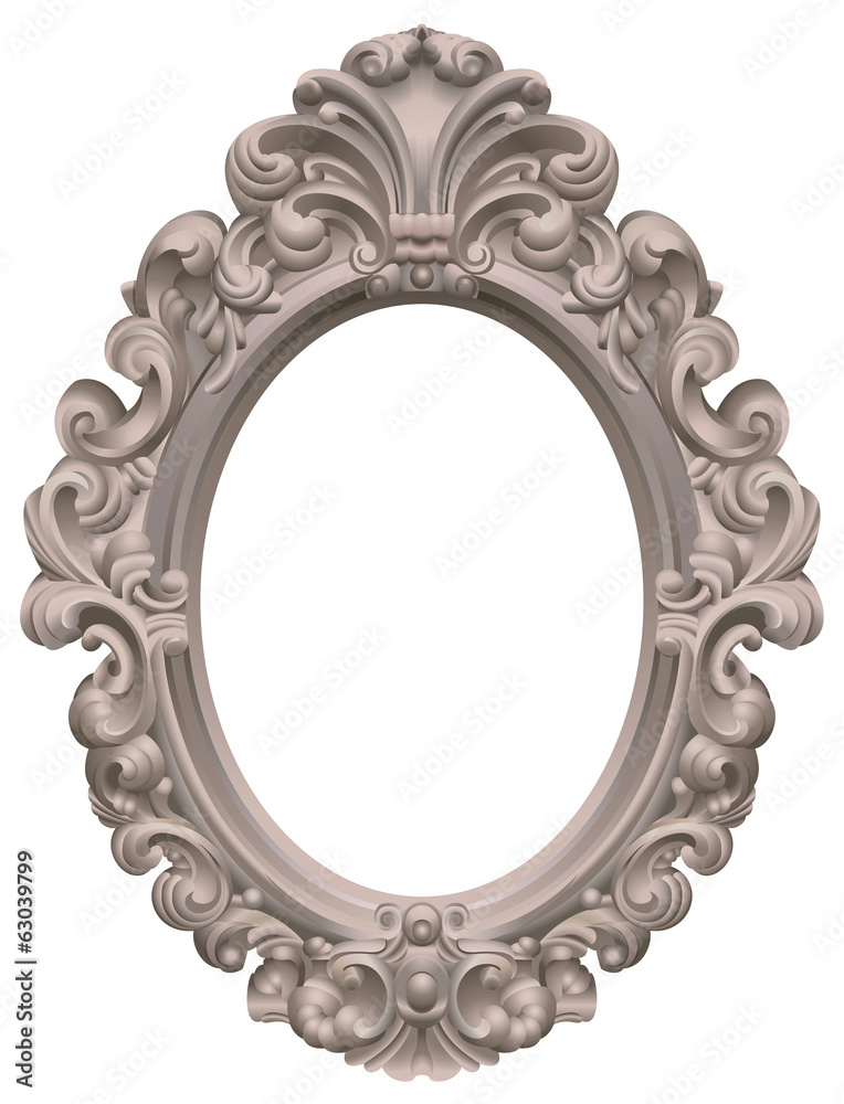 Cadre baroque ovale gris taupe Stock Vector | Adobe Stock