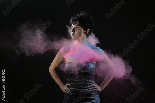 High Speed Photography Holi Powder on a Beautiful Woman