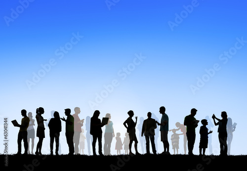 Silhouette of People Outdoors