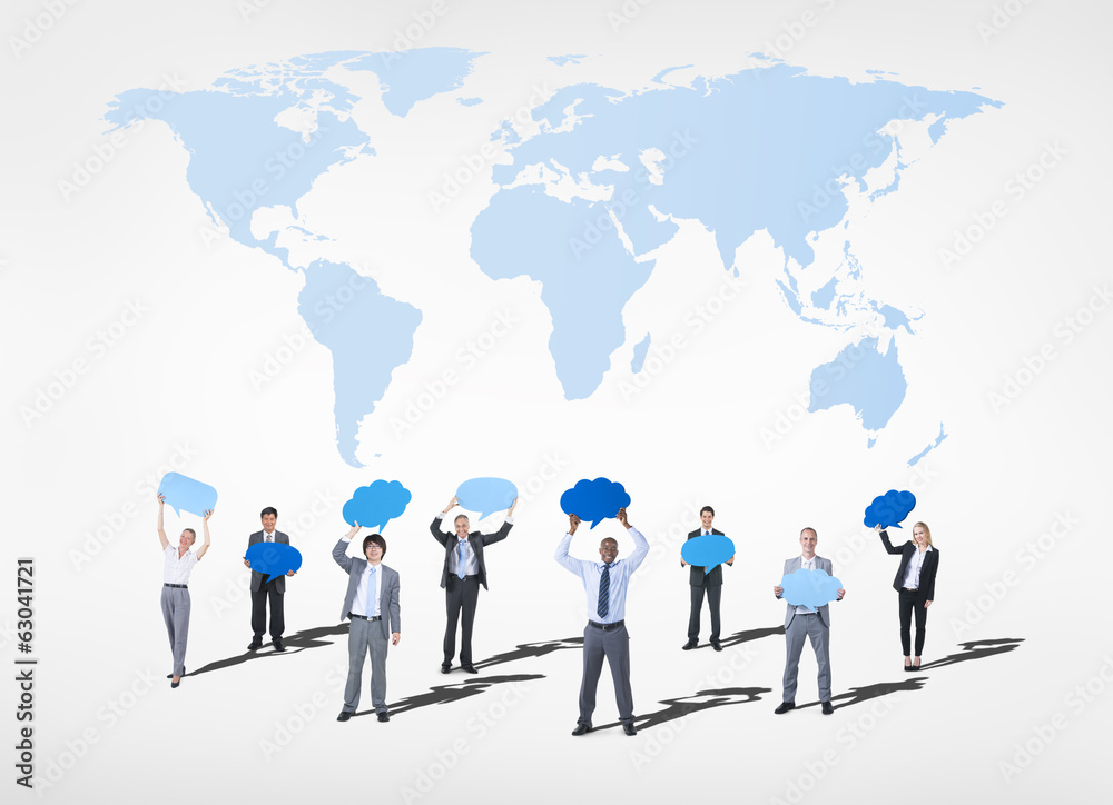 Business People Holding Speech Bubbles Business People Holding Speech Bubbles