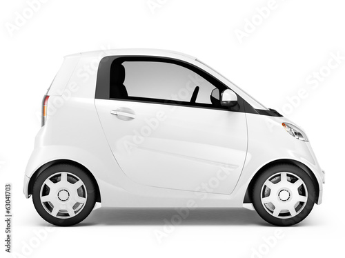 Side View of Mini White Car