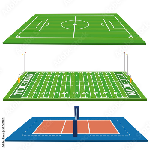 Sports Fields Set  Isolated On White Background