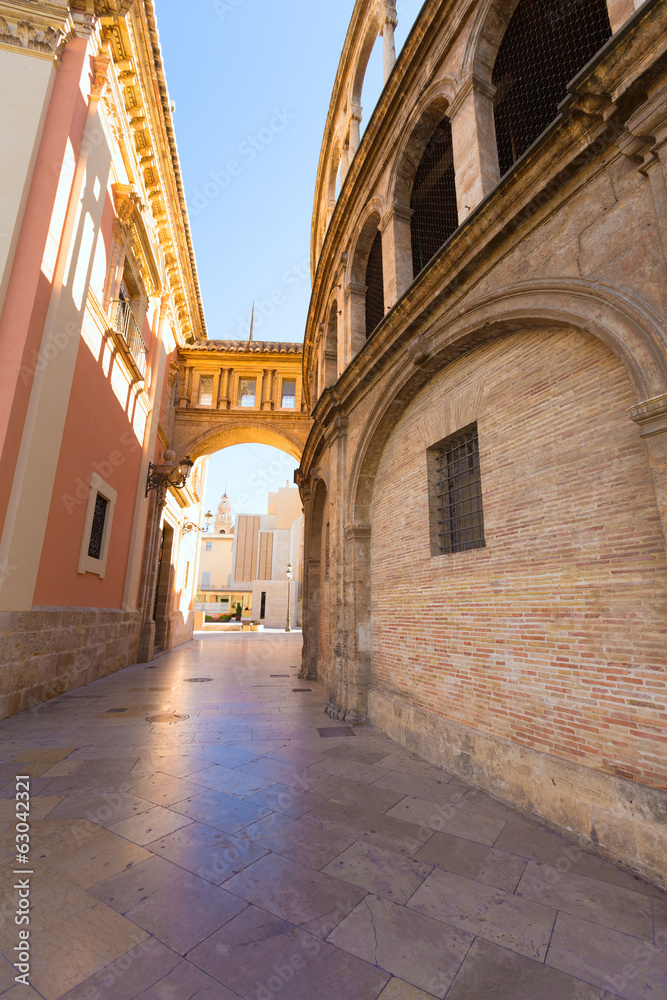 Valencia corridor arch between Cathedral and Basilica Spain